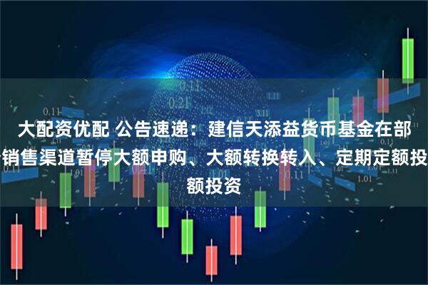 大配资优配 公告速递：建信天添益货币基金在部分销售渠道暂停大额申购、大额转换转入、定期定额投资